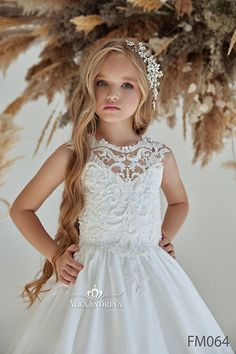 FM064 | alexandrina White Communion Dress, New Collection 2022, Communion Hairstyles, Girls First Communion Dresses, Sparkly Gown, First Communion Dress, First Communion Dresses, Classic Skirts, Communion Dresses