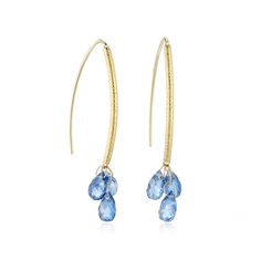 A calming, grounding energy is just one of the healing properties attributed to kyanite gemstones. Here, they show up in faceted briolettes hanging from an 18-karat gold navette wire. A classically trained goldsmith, Barbara Heinrich is known for her contemporary designs, multi-textured finishes and use of vibrant gemstones. The award-winning jeweler draws inspiration from nature to create pieces that exude elegance and timeless beauty. 6 kyanite, 2.38ctw. 18-karat yellow gold. Pierced only. 1 1 Grounding Energy, Inspiration From Nature, Contemporary Designs, Personalized Monogram, Healing Properties, Show Up, Text Color, Timeless Beauty, Blue Sapphire