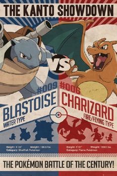 an advertisement for the pokemon battle of the century, featuring two different types of characters