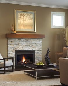 a living room filled with furniture and a fire place