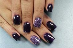 Best Fall Nails, Nails Autumn, Purple Nail Art, Nails 2018, Nails Purple, Purple Nail, Purple And Silver, Short Acrylic Nails Designs