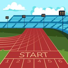 an illustration of a running track with the words start on it