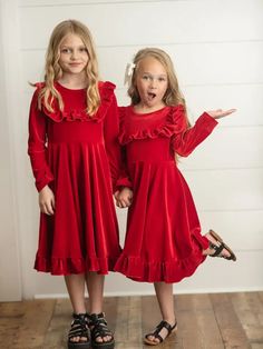 Adorable Sweetness Kids Red Velvet Ruffle Fancy Holiday Dress Holiday Ruffled Princess Dress For Dress-up, Holiday Princess Dress With Ruffles For Dress-up, Holiday Ruffle Princess Dress For Fancy Dress, Holiday Ruffled Princess Dress For Fancy Dress, Holiday Princess Dress With Ruffles For Fancy Dress, Holiday Fancy Dress With Ruffles, Holiday Ruffled Dresses For Fancy Dress, Elegant Christmas Dresses With Ruffles, Christmas Princess Dress With Ruffles For Fancy Dress