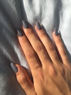 Coffin Acrylic Nails Design, Acrylic Nails Design, Matte Acrylic Nails, Coffin Acrylic Nails, Grey Acrylic Nails, Grey Nail, Glitter Nails Acrylic, Gray Nails