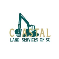 the logo for coastal land services of sc, with a bulldozer on it