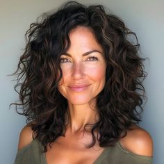 18 Medium Length Curls with a Deep Side Part Medium Length Curly Haircut, Curly Shag Haircut Medium, Curly Side Part, Mid Length Curly Hairstyles, Medium Length Curls, Deep Side Part, I'm Jealous, Shoulder Length Curly Hair, Natural Curly Hair Cuts