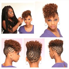 Twist out combo Braided Bun Black Hair, Braided Updo Natural Hair, Cornrow Updo Hairstyles, Cornrows With Box Braids, Braided Mohawk Hairstyles, Short Natural Haircuts, Side Braid Hairstyles, Natural Hair Stylists