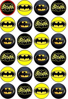 batman badges are shown in yellow and black