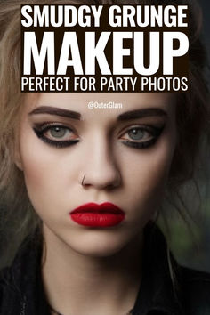 If you're aiming for a look that's both edgy and glamorous, this is it. If you want to create a smudgy grunge makeup style that will look amazing in party photos, this is the inspiration you need. This makeup look is perfect for capturing the rebellious spirit of the 90s, and it's surprisingly easy to achieve. You'll be turning heads and rocking the grunge glam vibe in no time. Grunge Party Makeup, 90s Makeup Aesthetic, 90s Grunge Makeup, Grunge Party, 90s Makeup, Edgy Aesthetic, Gothic Makeup, Dark Lips