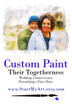 an advertisement for a wedding and anniversary party with the words, custom paint their togetherness