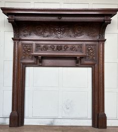 Grand Scale English Oak Victorian Fire Surround Wooden Columns