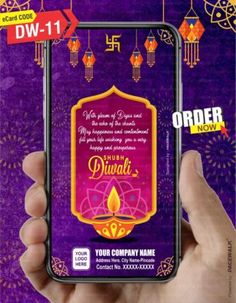 a person holding up a phone with an advertisement for diwali on the screen