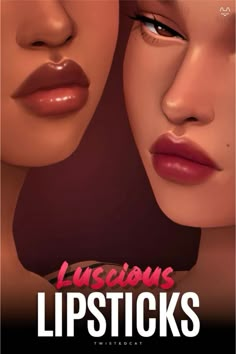 two women with lipstick on their faces and the words luscious lipsticks