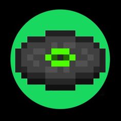 an image of a green and black object in the middle of a circular shape with squares on it