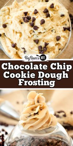 chocolate chip cookie dough frosting in a glass jar