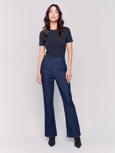 Women's Bootcut Jeans | Raw | Charlie B Fall Dark Wash Straight Leg Flares, Denim Blue Straight Leg Flares For Fall, Fall Denim Blue Straight Leg Flares, Dark Wash Flares With Five Pockets For Fall, Classic High Waist Dark Wash Flare Jeans, Fitted Dark Wash Wide Leg Flare Jeans, Classic Dark Wash Flare Jeans For Fall, Spring Dark Wash Flare Jeans, Dark Wash Fitted Full-length Flares