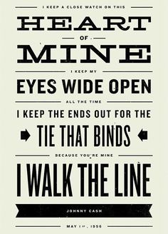 a black and white poster with the words i walk the line on it's side