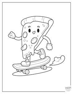 Pizza riding skateboard. Skateboarding Coloring Pages, Toddler Coloring Pages Free Printable, Coloring Pages For Men, Positive Coloring Pages, Boy Coloring Pages, Funny Coloring Pages, Kids Colouring Pages