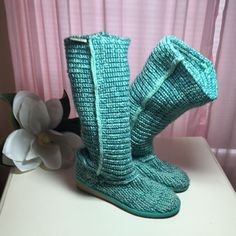 Cute Green Knit Boots Size 6 But Will Fit 61/2 Never Worn Knit Boots, Sweater Boots, Winter Rain, Rain Boots, Size 6, Women Shoes, Knitting, Boots, Crochet