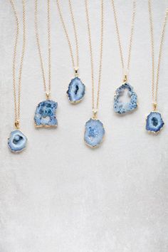 Tsunami Blue Geode Slice Druzy Necklace - 020500025 Seni Resin, Blue Geode, Jewelry Drawing, Druzy Necklace, Style Crush