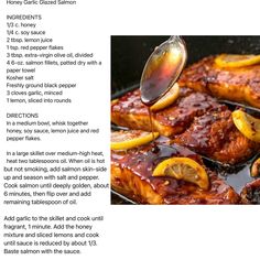 the recipe for honey garlic glazed salmon is shown in an article about how to cook it