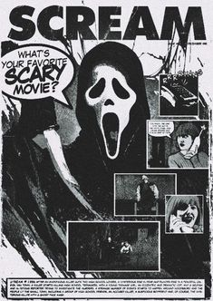 an advertisement for scream, with the words scream written in black and white on it