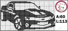 a cross stitch car is shown in black and white