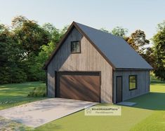 a two car garage is shown in this rendering