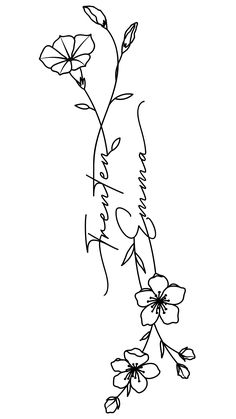 a drawing of flowers with the words happy birthday on it