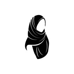 a black and white silhouette of a woman's head with a scarf on her head