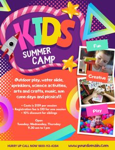 the flyer for kids'summer camp