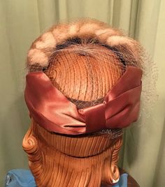 "This is a lovely, vintage ladies' hat, from the 50s or 60s! No labels or tags. It is a one size hat, as it just perches on your head, however it measures 19\" around the inside. It is made of soft and supple, brown mink fur on a brown velour open ring, with a big flat satin bow in back. Covered in netting. The hat is in great, vintage condition. No damage or issues. No soil or stains. Shows a few small breaks in the netting. Lovely!" Vintage Adjustable Fascinator Headband, Vintage Mini Hat Headband For Vintage Events, Vintage Headband Headpiece For Evening, Vintage Headband Style Headpiece For Evening, Vintage Evening Headband Headpiece, Vintage Evening Fascinator Headband, Vintage Headband For Kentucky Derby, Vintage Fitted Cloche Headpiece, Vintage Cloche Hat For Vintage Events