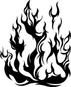 a black and white drawing of flames on a white background