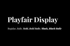 the logo for playfair display is shown in black and white letters on a dark background