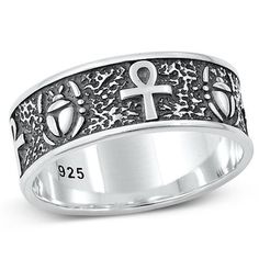 Unique Ankh & Scarab Beetle Ring .925 Oxidized Sterling Silver Band Jewelry Female Male Size 7 All our silver jewelry is crafted from .925 silver also commonly referred to as sterling silver. Sterling silver is the standard for beautiful high-quality silver jewelry and cannot be replicated by lower priced silver plated jewelry. It is 92.5% pure silver, mixed with alloys to add strength and durability to stand the test of time. Keep your fine jewelry shiny and elegant by storing it properly. Jewe Scarab Beetle Ring, Beetle Ring, Scarab Beetle, Evil Eye Ring, Female Male, Band Jewelry, Silver Plated Jewelry, White Jewelry, Oxidized Sterling Silver