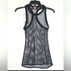 Pinko Accorgersi Dark Grey Sleeveless Tank Top With A Racer Back Style. Sleeveless Gym Vest For Spring, Sleeveless Sports Top For Summer, Sleeveless Gym Top For Spring, Stretch Racerback Vest For Summer, Summer Racerback Gym Vest, Summer Gym Racerback Vest, Spring Workout Sleeveless Tank Top, Summer Workout Camisole Tank Top, Mesh Camisole Tops For Summer