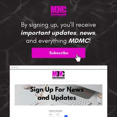 the sign up for news and updates page