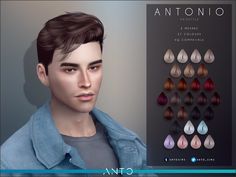 an image of a male avatar with different hair colors and hairstyles for males