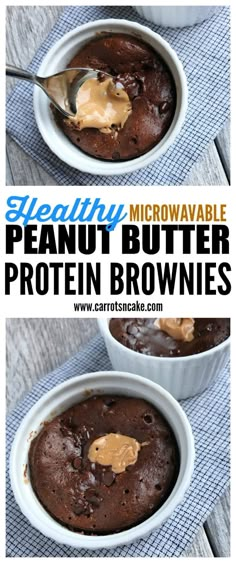 two white bowls filled with brownie and peanut butter