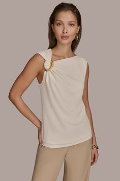 Asymmetrical straps Brushed hardware accentsTwist hardware designRelaxed, drapey fitRelaxed ... Cashmere Mist, Louis Vuitton Delightful, Mauve Nails, Shoes World, Church Decor, Bags Designer Fashion, Wedge Boots, White Outfits, Donna Karan