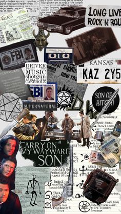 a collage of various images with people and things in them, including letters, pictures, and symbols