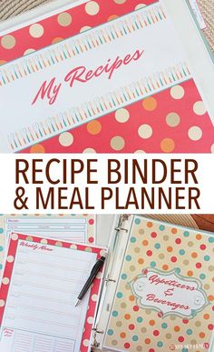 the recipe binder and meal planner is shown