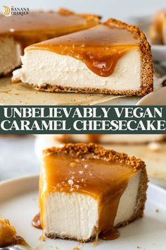 This is the most silky, rich, and ultra creamy salted caramel cheesecake to ever exist, and it’s all unbelievably vegan (and dairy free and no eggs!). It has a crisp, ‘buttery’ graham cracker crumb, lush caramel vanilla cheesecake batter, and topped with a thick layer of gooey salted caramel that pulls just like caramel. This is a must bake cheesecake. Vegan Pies, Cheesecake Vegan, Homemade Graham Crackers, Vegan Christmas Recipes, Vegan Caramel