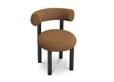 a brown chair with black legs and an oval seat on it's back end