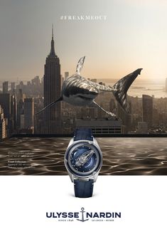 Watch Image, Real Estate Ads, Creative Advertising Design, Shark Swimming, Watch Ad, Ulysse Nardin, Luxury Watch Brands, Blue Watches, The Flesh