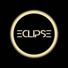 Dark circle with a light yellow circle around the dark circle. In the middle of the logo the word Eclipse appears in light yellow. Eclipse Logo Design, Eclipse Logo, Eclipse Design, Kpop Entertainment, Classic T Shirts, Logo Design, Entertainment, T Shirts, Bar