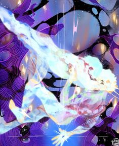 an image of a person in the air with purple and blue colors