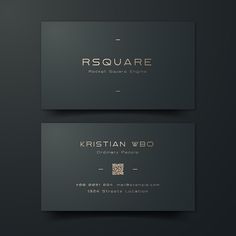 two black and gold business cards with the words square on them, one is for restaurant