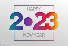 a happy new year card with the numbers 2013 and 2013 in rainbow colors on a white background