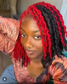 Colored Dreads Black Women, Half Dyed Locs, Locs Colors, Dreads Black Women, Color Locs, Loc Colors, Short Dreadlocks, Dreadlocks Styles